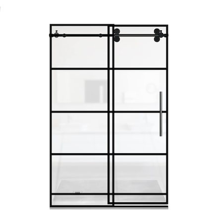 Fab Glass And Mirror Single Sliding Door, 56in“60in W x 76in H, 3/8in Frameless Temper SHMR-60-76MB