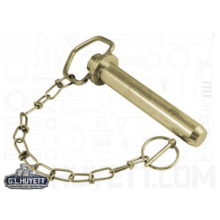 Huyett Hitch Pw/Lynch Pin & chain, SH, Zn Yelw, 1 Dia x 4.75 Eff L x 5.75 Shk L x .203 Hole Dia HPL-1000-4750S