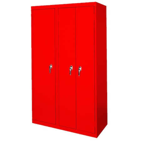 Steel Cabinets Usa Steel Storage Cabinet, 42in L x 21in D x 72in H, 8 Adjustable Shelves, 3 Doors, Red AAH-42-3D-R
