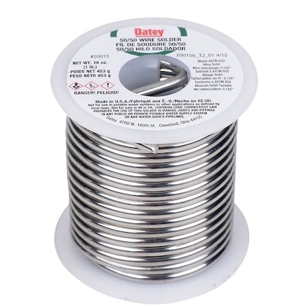 Oatey Leaded Solder, 1 lb, Solid, Silver, 361 to 421 deg F Melting Point 20015