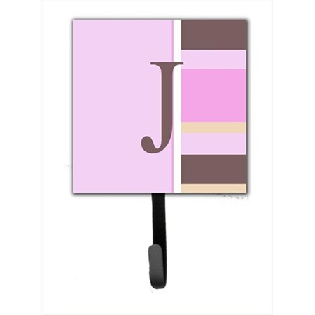 Carolines Treasures Letter J Initial Monogram - Pink Stripes Leash Holder Or Key Hook CJ1005-JSH4
