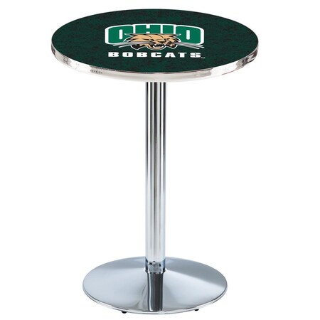 Holland Bar Stool Co 42" Chrome Ohio University Pub Table, 36" dia. Top L214C4236UnivOH