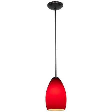 Access Lighting Champagne, Pendant, Oil Rubbed Bronze Finish, Red Glass 28012-1R-ORB/RED