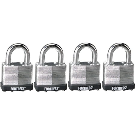 Master Lock Padlock, Keyed Alike Key, 1/4 in Dia Shackle, 7/8 in H Shackle, Cast Hardened Steel Shackle, Laminated 1803Q