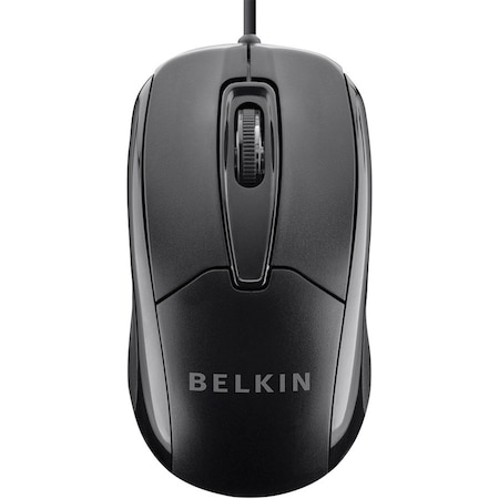 Belkin Wired USB Ergonomic Mouse - Optical - Cable - USB - 800 dpi - Scroll Wheel - 3 Button(s) - 1 F5M010QBLK