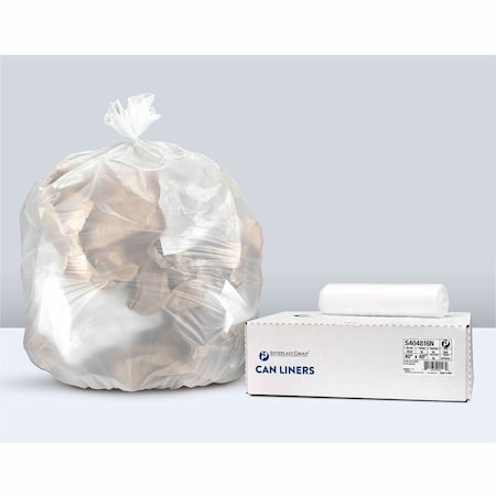 Integrated Bagging Systems 45 gal Trash Bags, 40 in x 48 in, Heavy-Duty, 16 microns, Clear, 250 PK S404816N