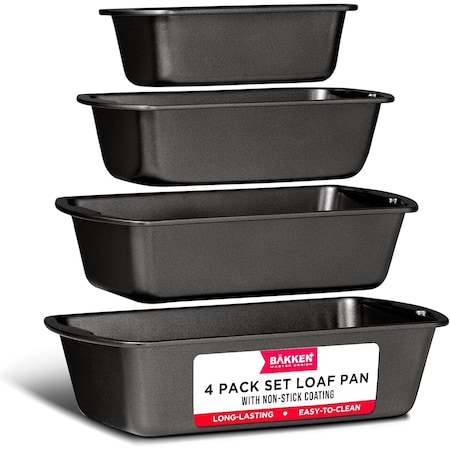 Bakken-Swiss Loaf Pan Set, Nonstick Carbon Steel, Dishwasher Safe, Ideal for Bread and Cakes, 4PK BK4LOA4