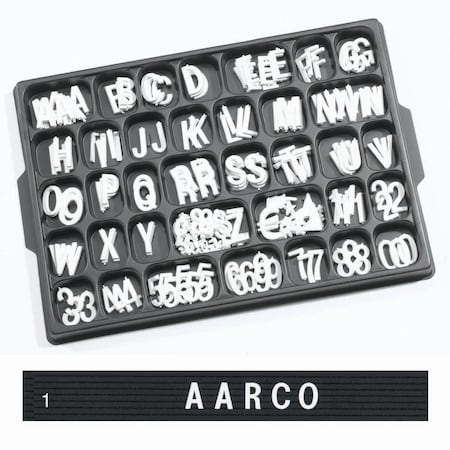 Aarco Universal Single Tab Changeable Letters, 1'' Helvetica Style Typeface, 165 Characters per Set HF1.0