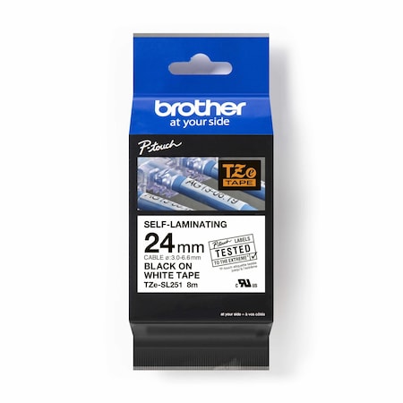Brother WraparoundLabel, White, Polyester, 15/16inW TZeSL251