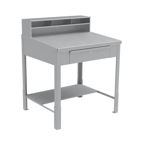 Pucel STANDING OPEN LEG SHOP DESK WITH PIGEONHOLE RISER L-1136