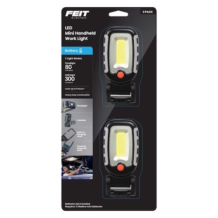 Feit Electric Feit 300 lm LED Battery Handheld Work Light, 2PK WORKMINI300/2