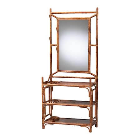 Bali & Pari Feyre Marbled Tortoise Natural Rattan Hall Tree 268-14757-ZORO