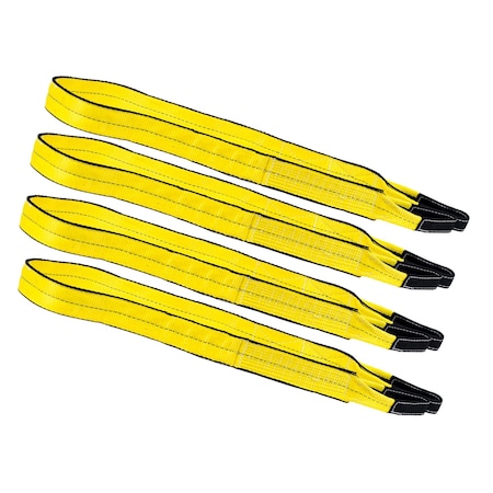 Mytee Products 2in x 10ft Web Sling Twisted Eye & Eye 2-Ply Tow Strap Lifting 6400# WLL Vertical, 4PK EERSL-210x4