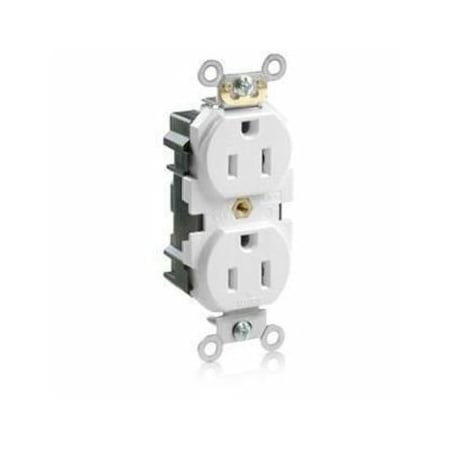 Leviton Lev-Lok Commercial Grade Duplex Receptacle, 15 Amp, 125 Volt M5262-SW