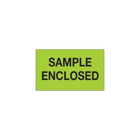 Bubblefast 3 x 5'' - ''Sample Enclosed'' Fluorescent Green Labels BFDL1214