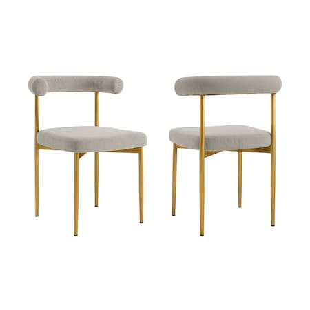 Armen Living Shannon Dining Chair with Gold Brushed Stainless Steel and Taupe Fabric - Set of 2 LCSNSIBGLTP