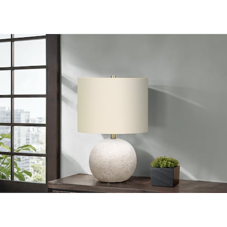Monarch Specialties Lighting, 20 in.H, Table Lamp, Grey Concrete, Ivory / Cream Shade, Contemporary I 9717