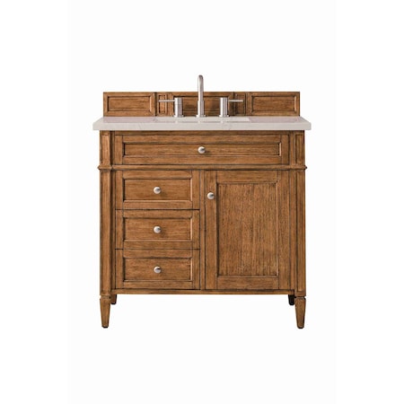 James Martin Vanities Brittany 36" Single Vanity, Saddle Brown, w/ 3 CM Siberian Silestone Top 650-V36-SBR-3SFR