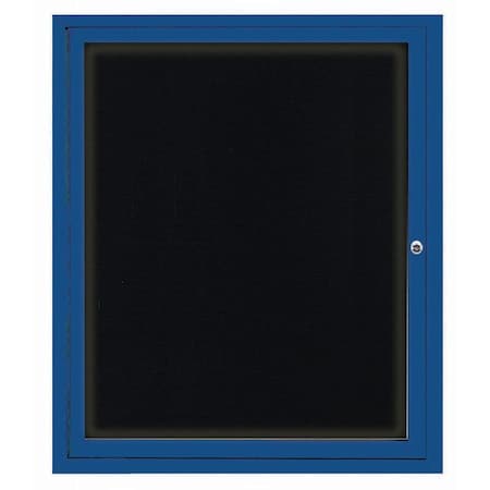 Aarco Illuminated Enclosed Letter Board Directory w/ Powder Coated Blue Al Frame, 36''Hx30''W 1 Door ADC3630IB