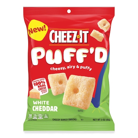 Cheez-It Puff'd Crackers, White Cheddar, 3 oz Bag, 6PK KEE00024