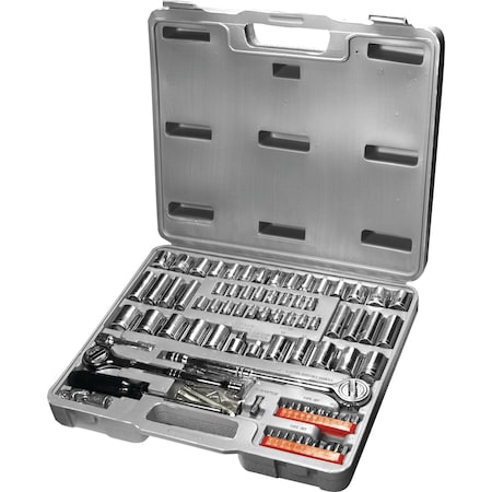 Performance Tool 100 pc. Socket & Bit Set, Ratchets, SAE/Metric Sockets, Storage Case W1198