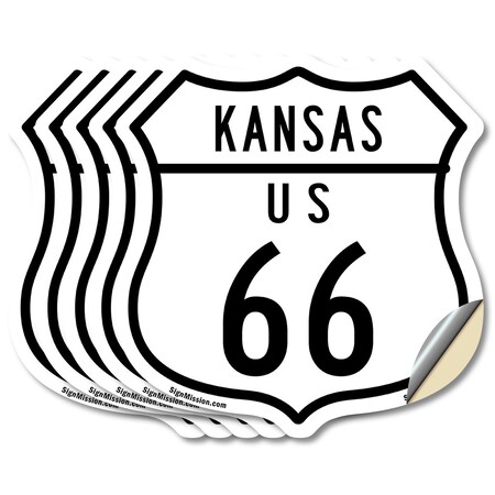Signmission Kansas Route Marker Shield Sign Us 66, 6 inch X 6 inch, Vinyl Decal, 5PK SHI-D-5PACK-6-384