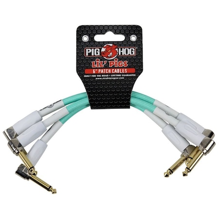 Pig Hog Lil Pigs ''Seafoam Green'' 6in Patch Cables - 3 pack PHLIL6SG