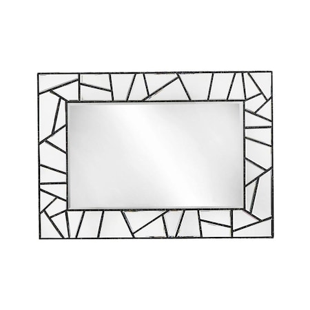 Homeroots 28" Black Metal And Glass Mosaic Framed Accent Mirror 485072