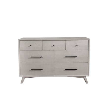 Homeroots 59" Gray Solid Wood Seven Drawer Double Dresser 524144
