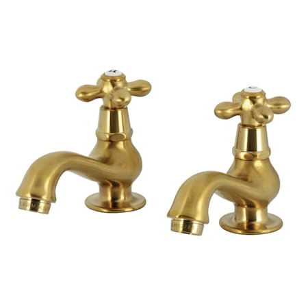 Kingston Brass Basin Tap Faucet with Metal Cross Handle, Brushed Brass KS1107AX