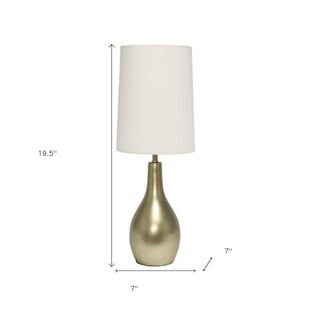 Homeroots 20" Gold Metal Novelty Table Lamp With White Drum Shade 643319