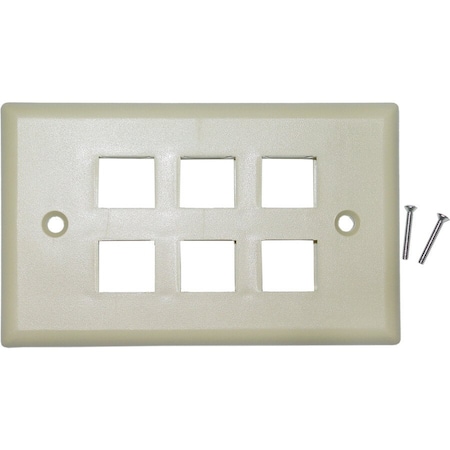 Cable Wholesale Keystone Wall Plate, Beige, 6 Port, Single Gang 301-6K