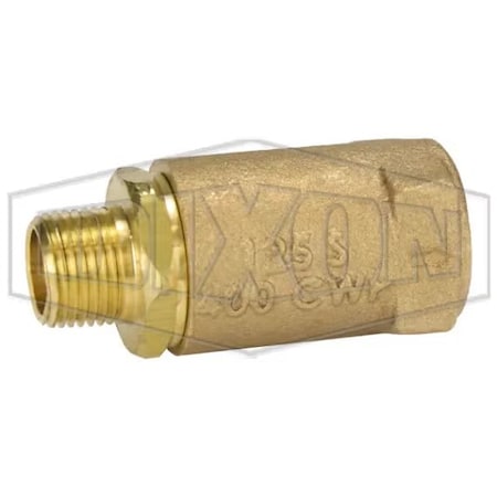 Dixon Ball Cone Check Valve, 3/8 in Nominal, MNPT x FNPT End Style, Brass Body, PTFE Seat Softgoods 61-202