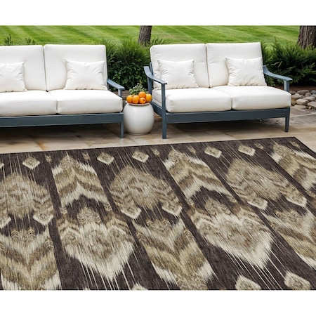 Homeroots 8' X 10' Brown Beige And Taupe Southwestern Washable Indoor Outdoor Area Rug 587809