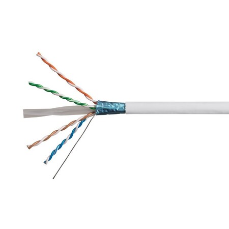 Monoprice Cat6A 500ft White CMR UL Bulk Cable TAA Shielded F/UTP Solid 23AWG 550MHz 10G 42347