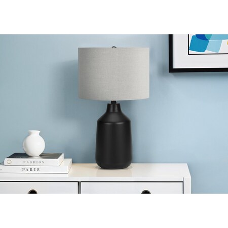 Monarch Specialties Lighting, 24 in.H, Table Lamp, Black Concrete, Grey Shade, Contemporary I 9701