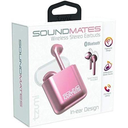 Tzumi Sound Mates Earbuds with Wireless Charging, Rose Gold 6290RG