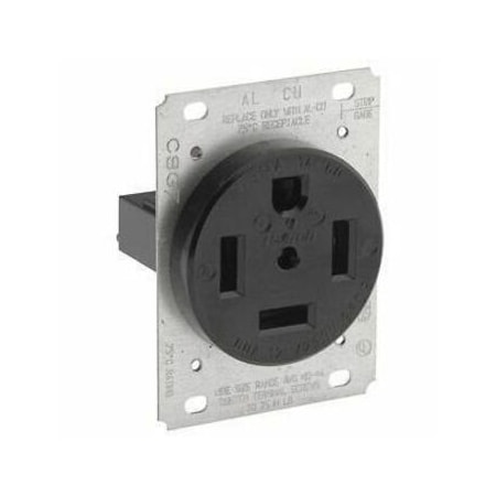 Leviton Straight Blade Receptacle, 14-60R, 60 A, 125/250V AC, 3 Pole, 4 Wire, Flush Mount, Grounded 9460