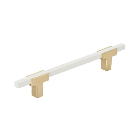 Amerock Urbanite 5-1/16 in 128 mm Center-to-Center Brushed Gold/White Cabinet Pull BP778128BGLWHT