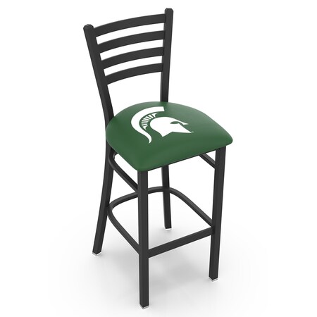 Holland Bar Stool Co 25" Blk Wrinkle Michigan State Stationary Counter Stool, Ladder Back L00425MichSt