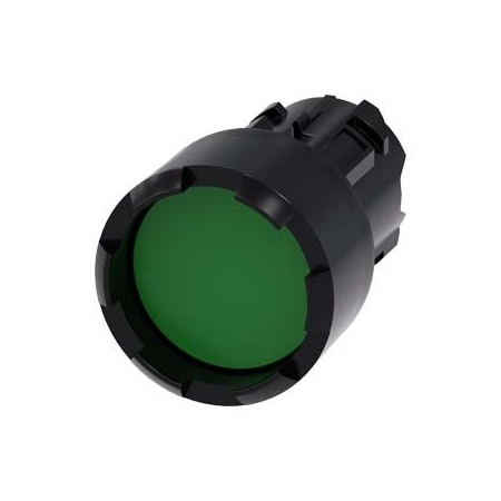 Siemens Pushbutton, 22 mm, round, plastic, green, Front ring, raised 3SU1000-0DB40-0AA0-ZY13