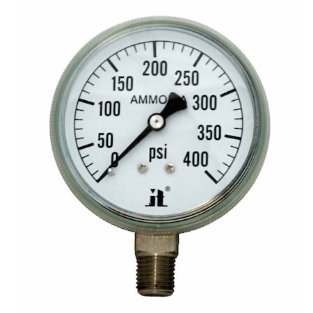 Zenport Ammonia Gas Pressure Gauge, 400 PSI, 10PK APG400