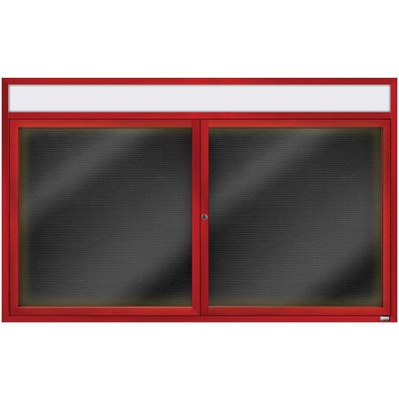 Aarco Illuminated Enclosed Letter Board Directory w/ Powder Coated Red Al Frame and Header, 36''Hx60''W ADC3660HIR