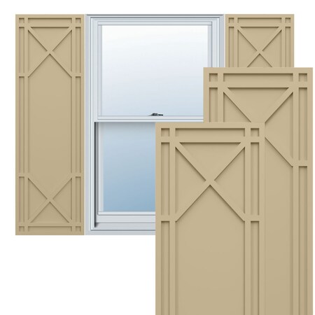 Ekena Millwork True Fit PVC Bungalow Fixed Mount Shutters, Natural Twine, 12W x 28H, PR TFP001BG12X028NT