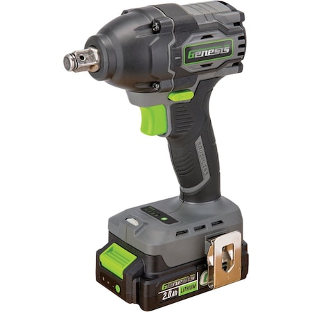 Genesis 20V Brushless 1/2'' Cordless Impact Wrench Kit with 4 Impact Deep Sockets 2.0 Ah Battery & Charger GLIW2012BH