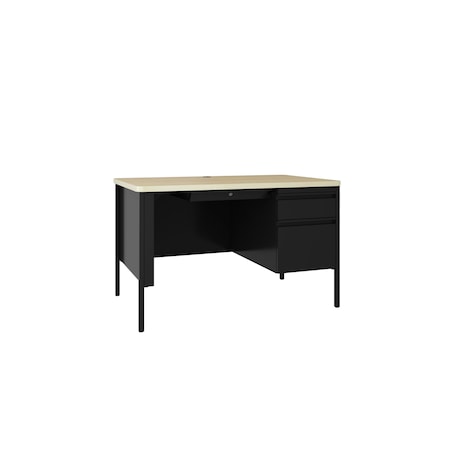 Hirsh Right-Hand Single Pedestal File Office Desk W/ Round Corner T-Mold Top, 30 in D X 29.5 in H 25053