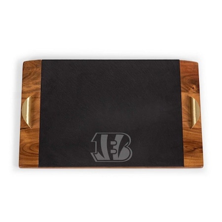 Picnic Time Family Of Brands NFL Cincinnati Bengals - Covina Acacia and Slate Serving Tray 957-07-512-073-2