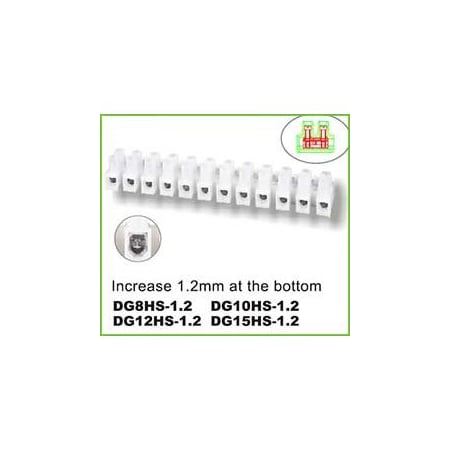 Degson Feed-Through Terminal Block. 8.2mm Pitch, 12 Positions, Single Pitch, DG10HS-1.2-12P-17-100AH
