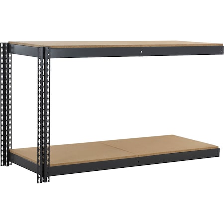 Global Industrial 2 Shelf, Heavy Duty Boltless Shelving, Add On, 60"W x 18"D x 36"H, Wood Deck B3170758