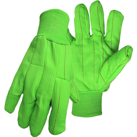 Boss Hi-Vis Polyester/Cotton Corded Double Palm Glove with Nap-In Finish, Knit Wrist 30PCN